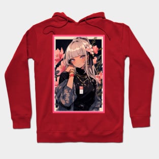 Aesthetic Anime Girl Pink Rosa Black | Quality Aesthetic Anime Design | Premium Chibi Manga Anime Art Hoodie